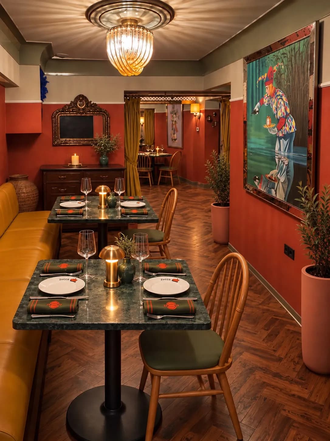 Sala con divanetto giallo
